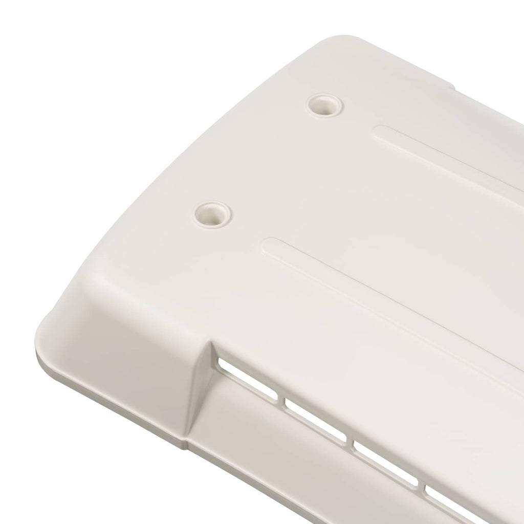 White refrigerator vent cover with louver slot and two mounting holes
