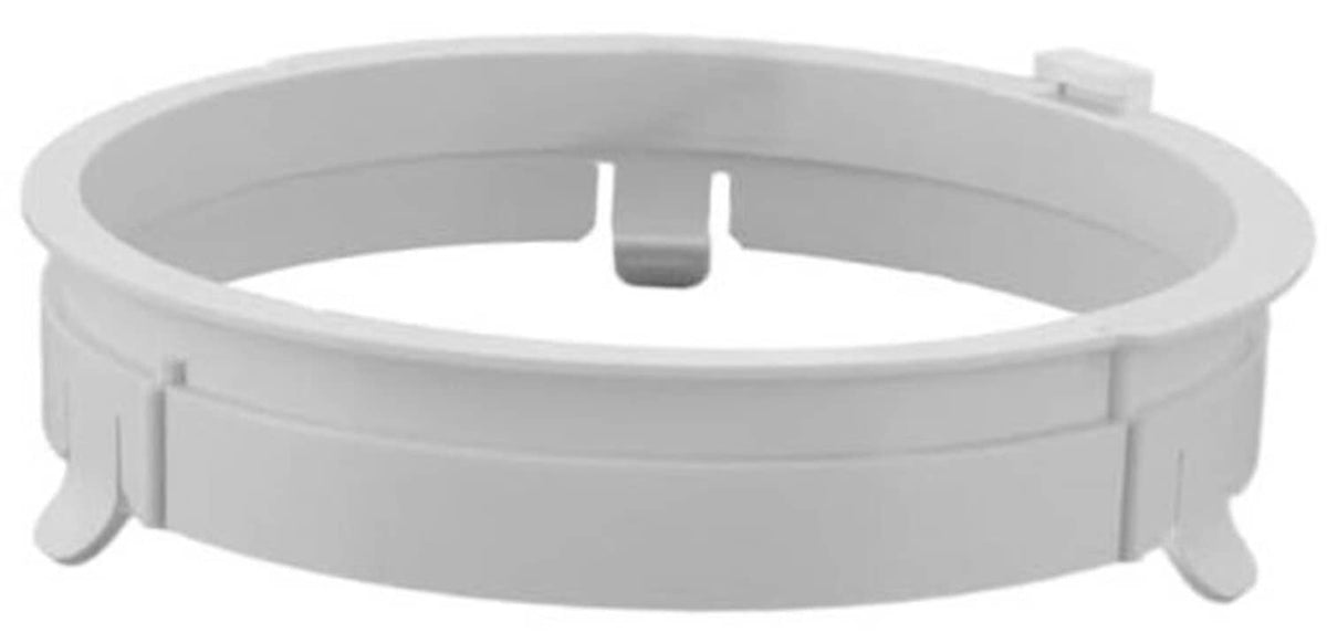 White ABS air conditioner exhaust duct connector ring with 3 mounting tabs