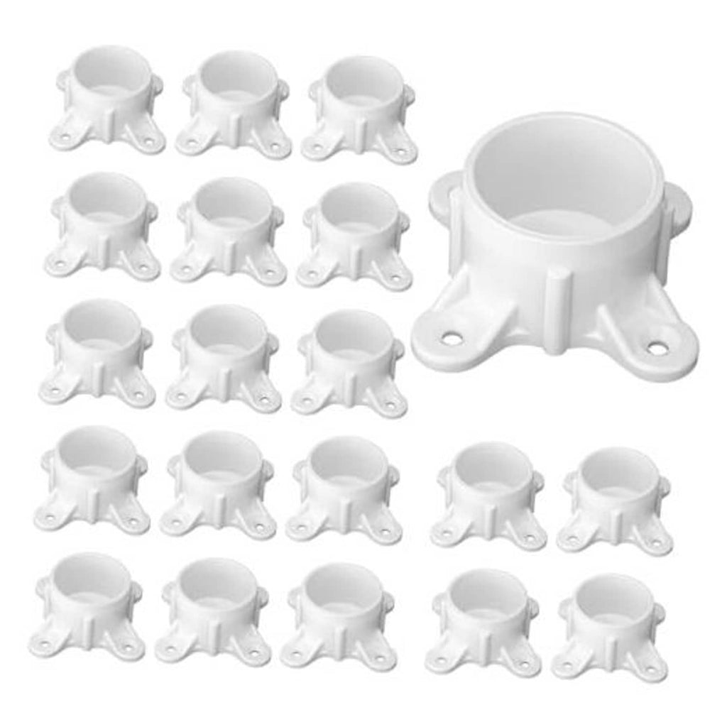 White PVC table screw cap flange fittings, 2-inch pipe end, 12-pack