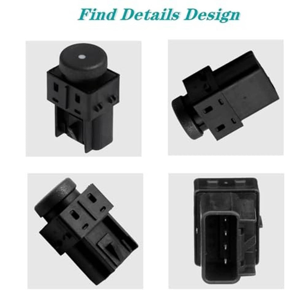 Black door lock switch shown from different angles, with round actuator and plug