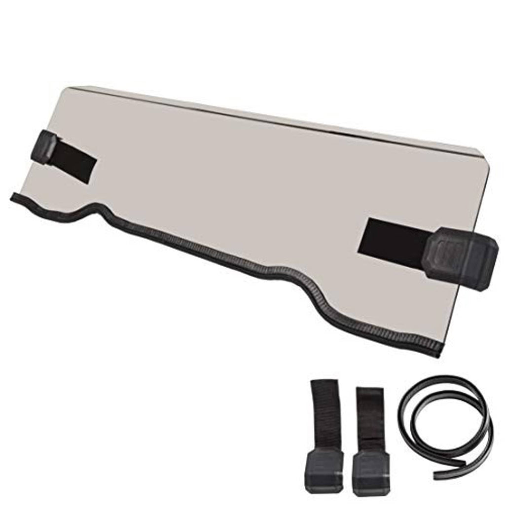 Tinted front half windshield with black mounting clips and included hardware pieces