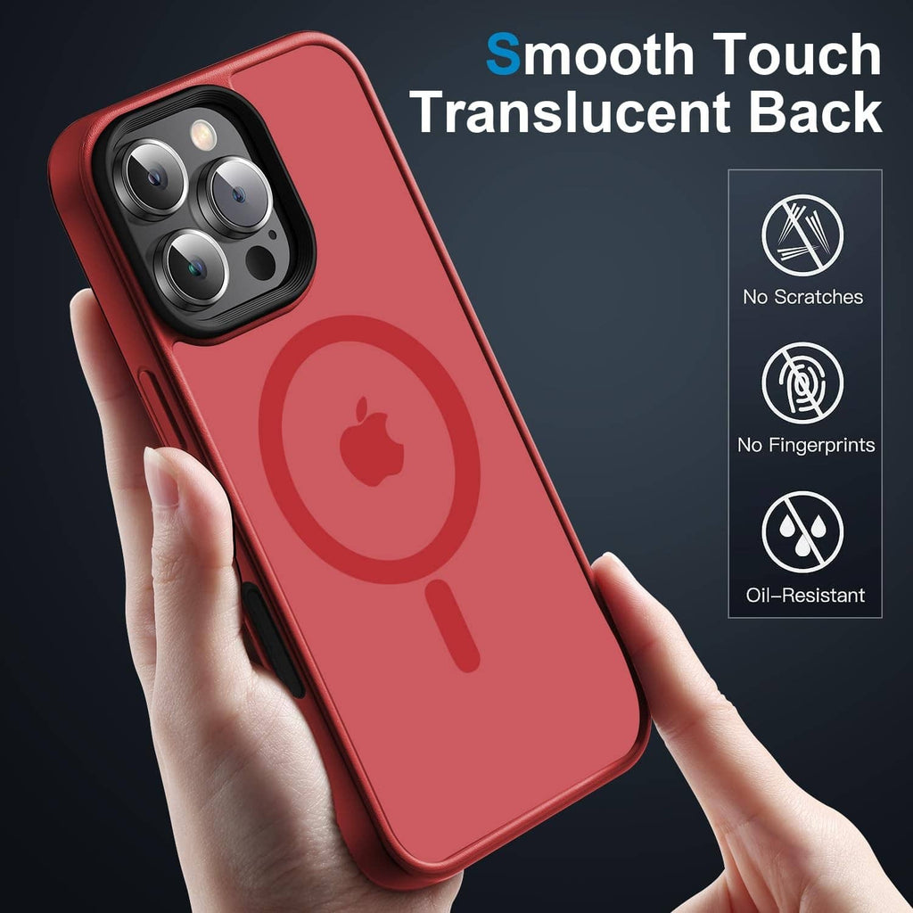 Red translucent back phone case with smooth touch, camera cutout for iPhone