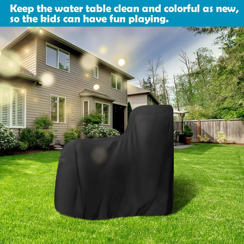 Black water table cover with high curved back for water play table