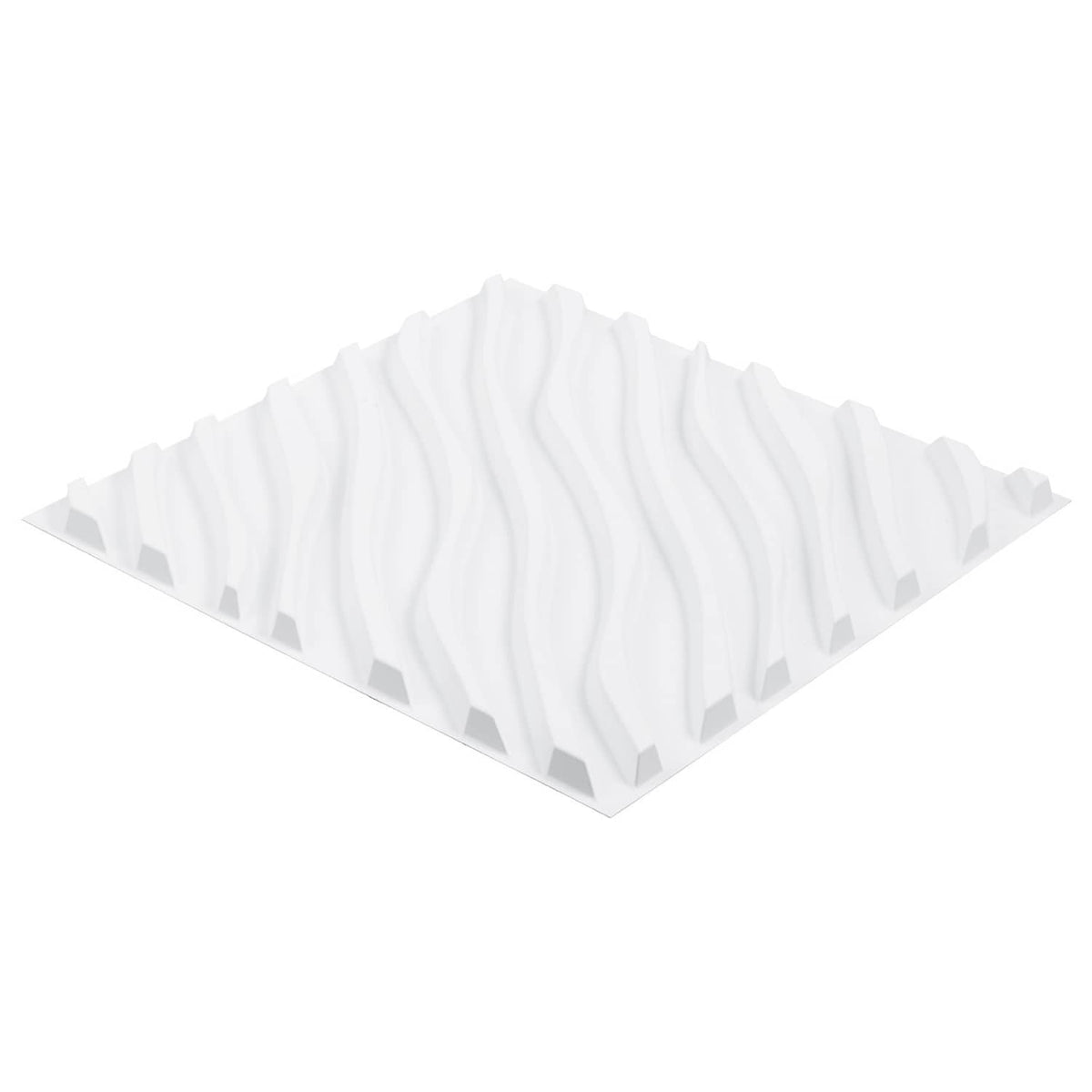 Wave matte white PVC 3D wall panel with textured relief surface