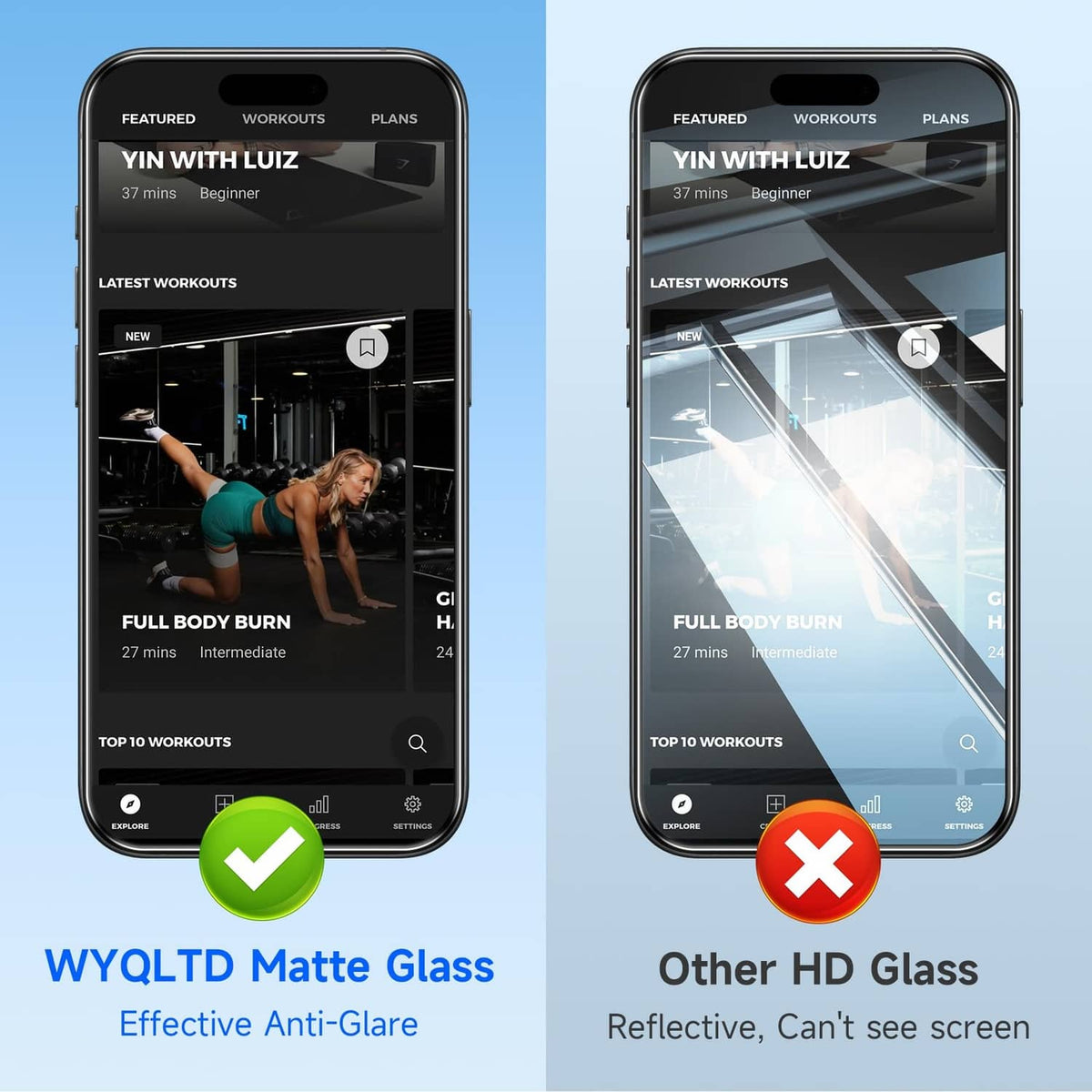 Matte screen protector for iPhone 16 Pro Max showing reduced glare on phone screen