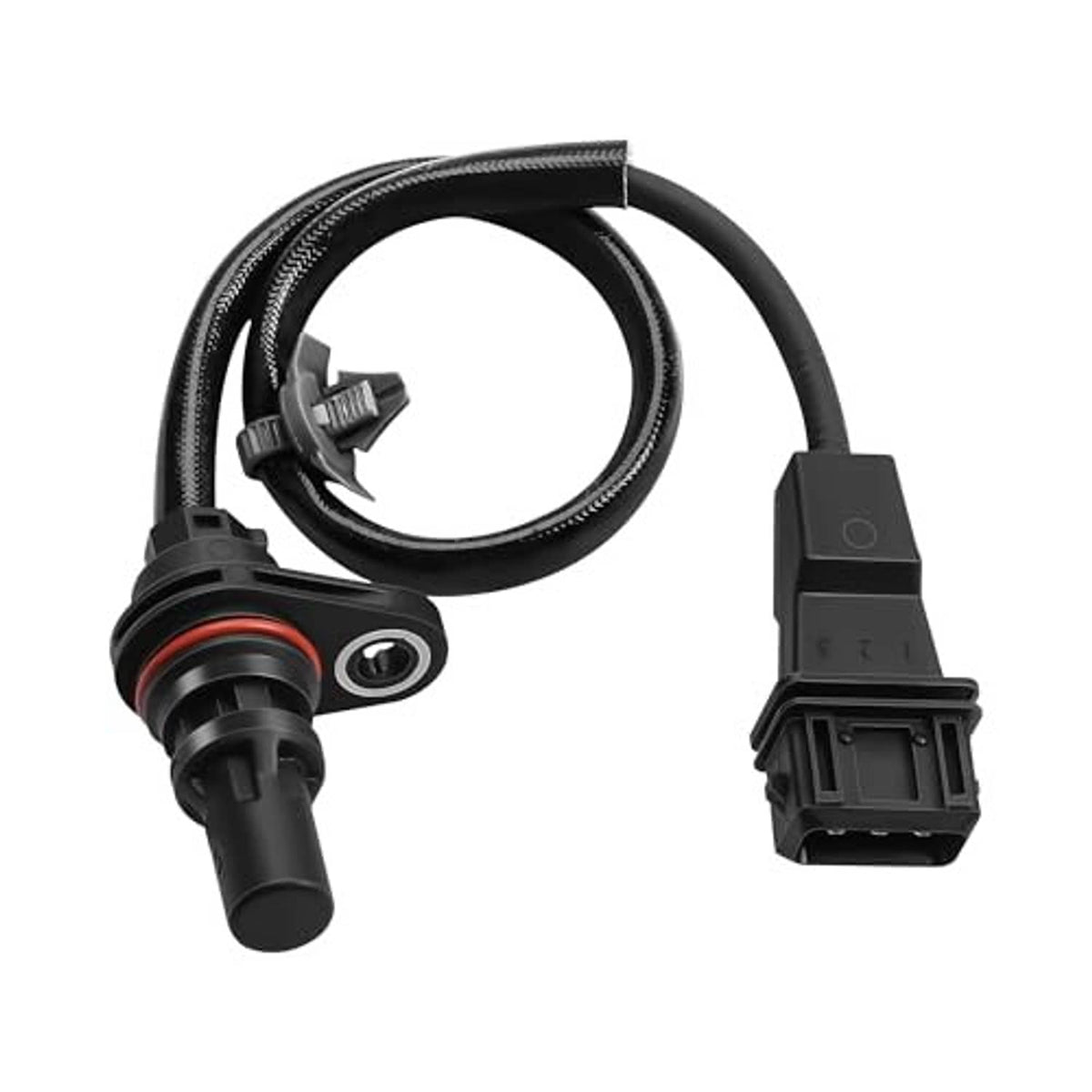 Crankshaft position sensor wiring harness with black plug connector and red-ring sensor