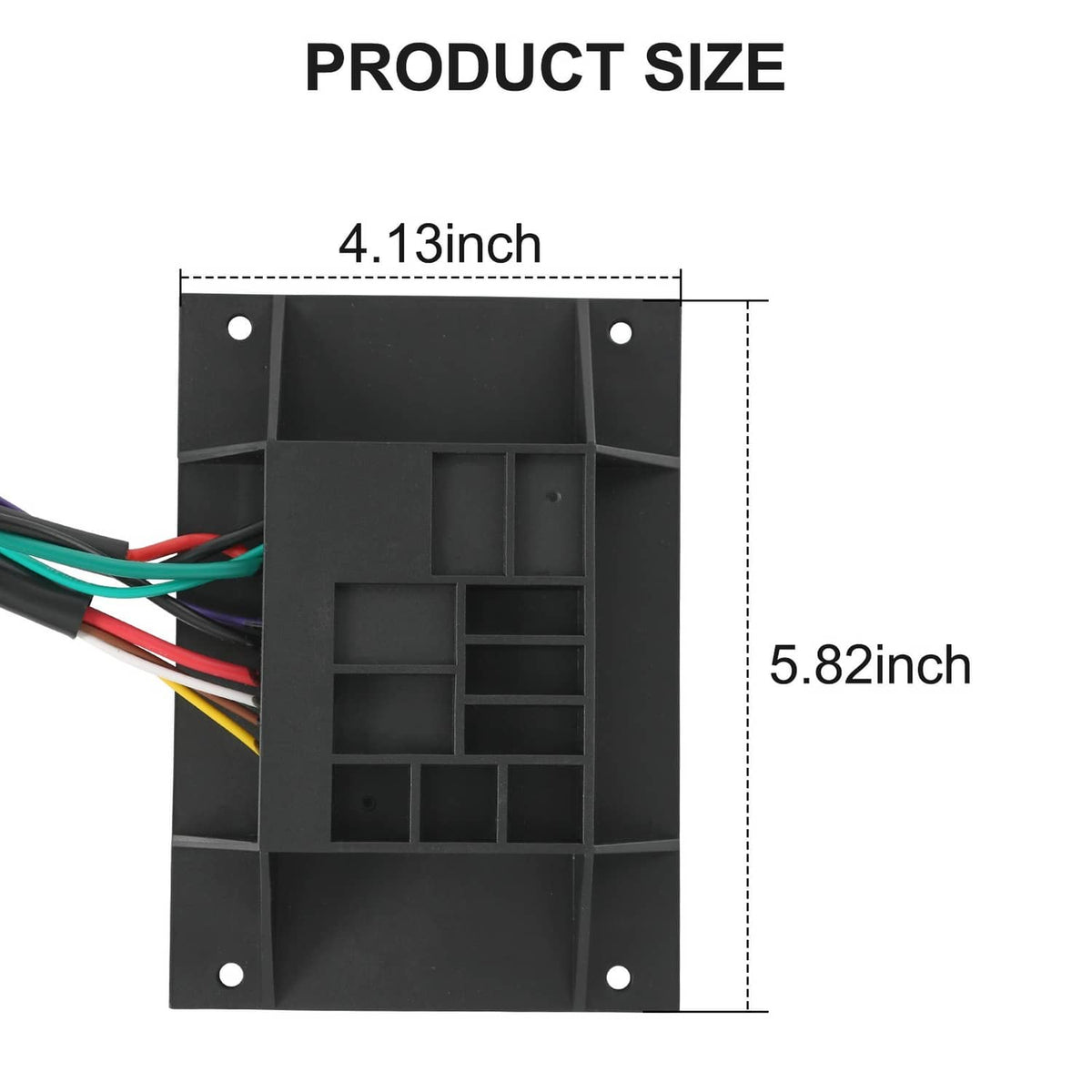 Black RV step control module bracket with wiring, size 4.13 x 5.82 in