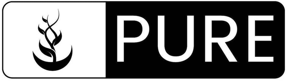 Pure logo badge with flame icon