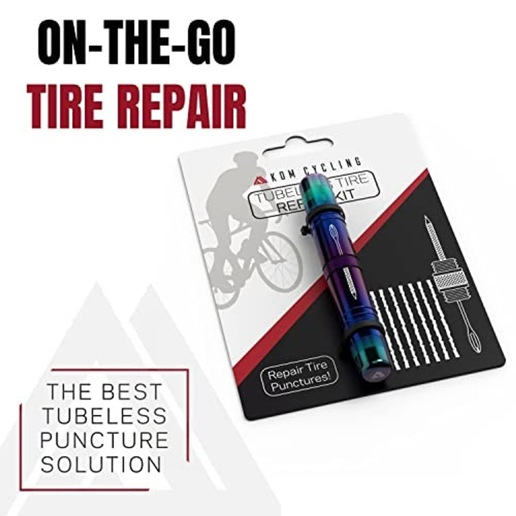 Blue tubeless tire repair tool on boxed card for on-the-go tire puncture repair