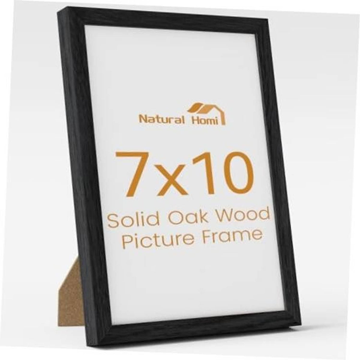 Black solid oak wood 7x10 picture frame with tempered glass front
