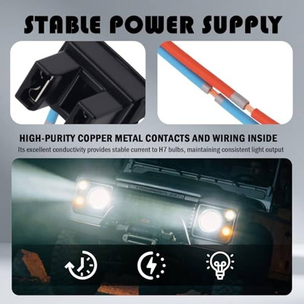 H7 headlight socket replacement connector with copper wire terminals and blue/red insulated leads