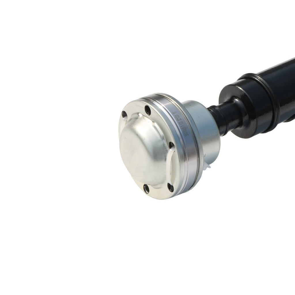 Propeller shaft assembly end flange with stamped metal face and black housing