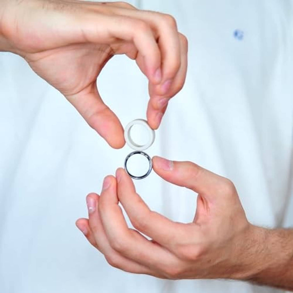 Frosted white silicone ring protector case with clear circular insert