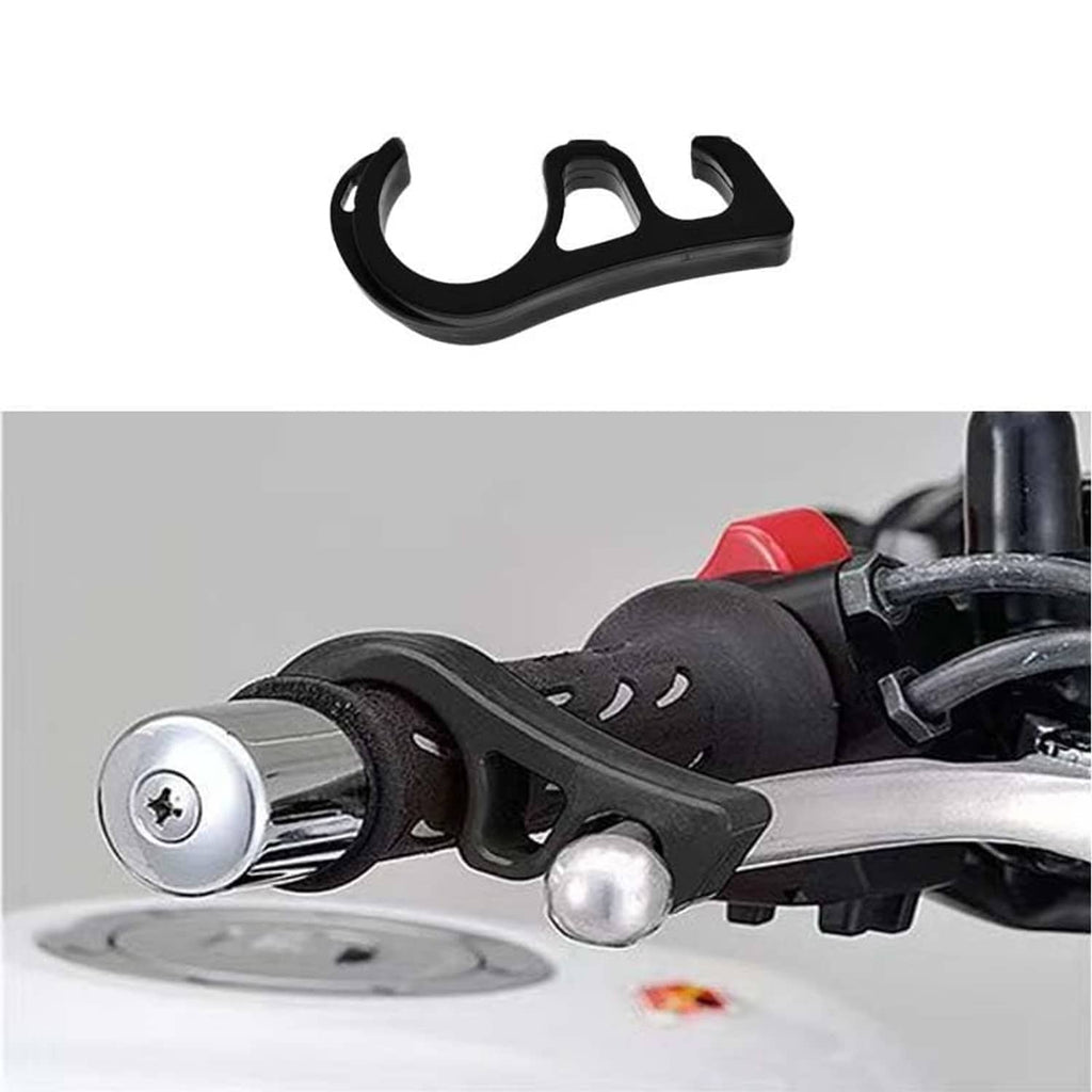 Black brake lever lock holder on a motorcycle lever, preventing lever movement
