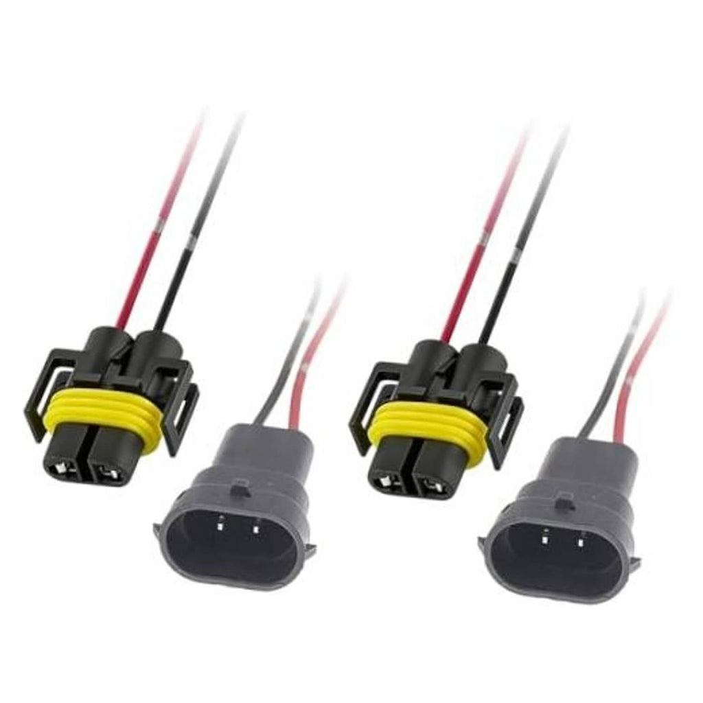 H11 pigtail wiring harness connectors, two-piece plug sockets with red and black leads