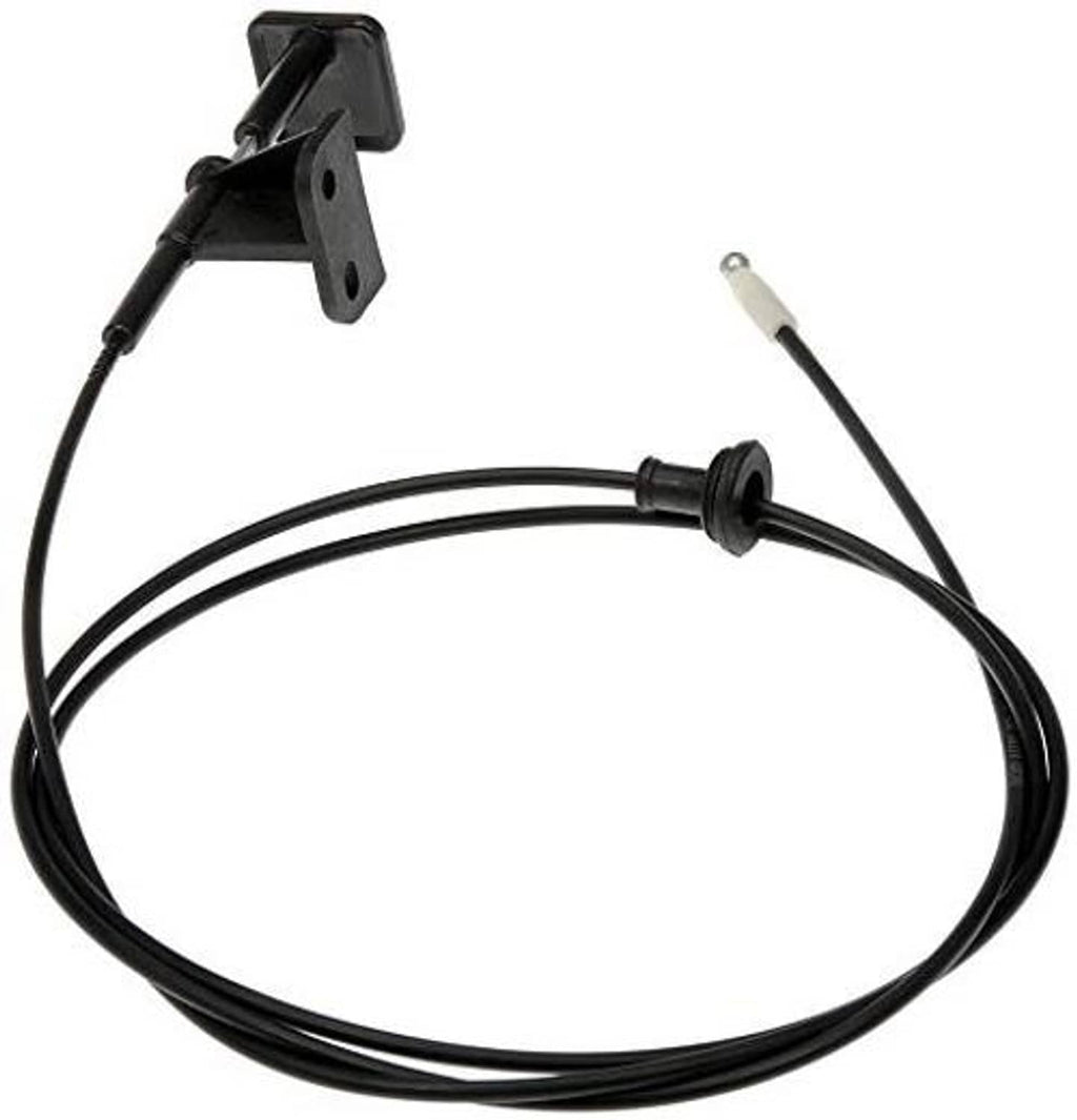 Black hood release cable with mounting bracket and grommet connector
