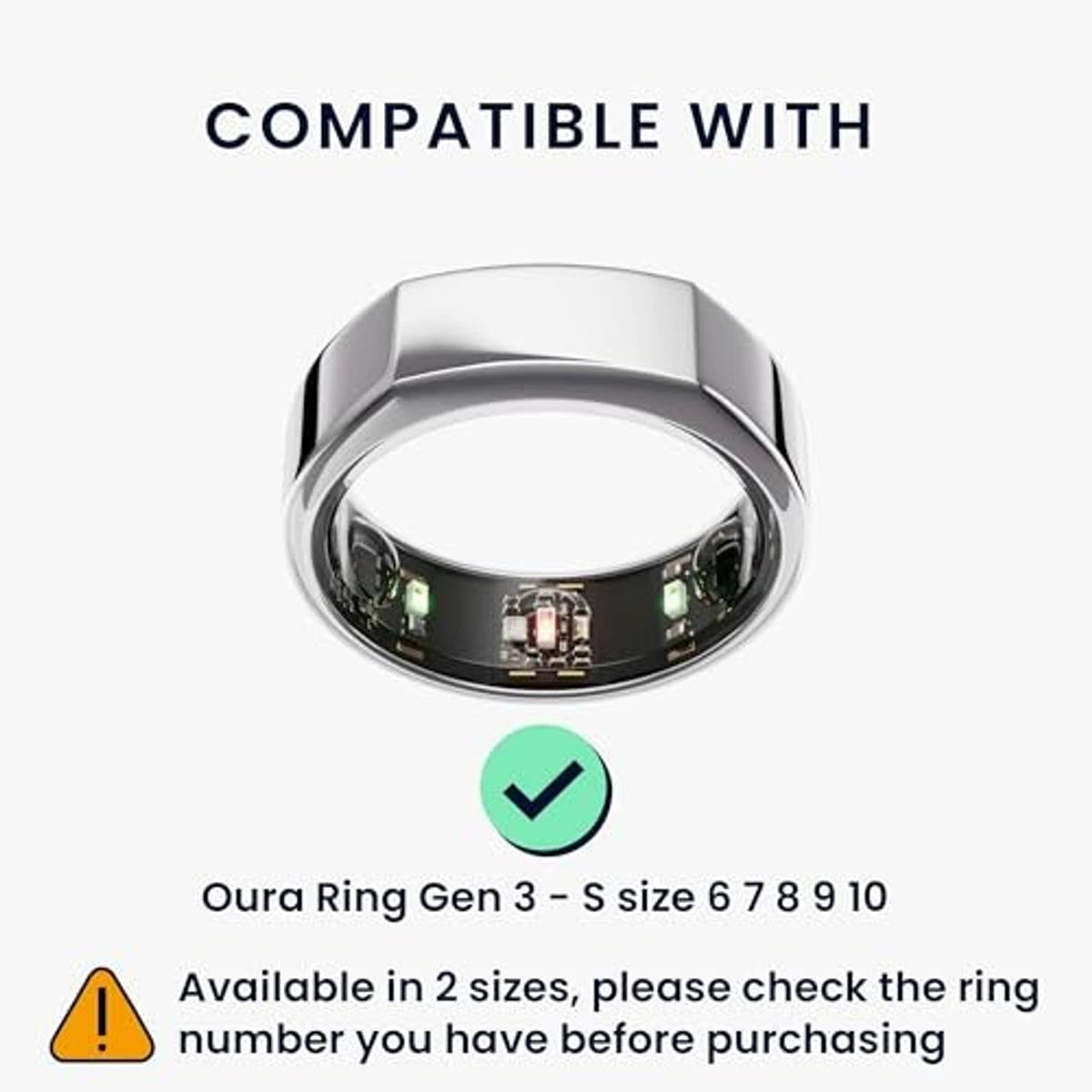 Silver protective smart ring case with an open window showing inner electronics.