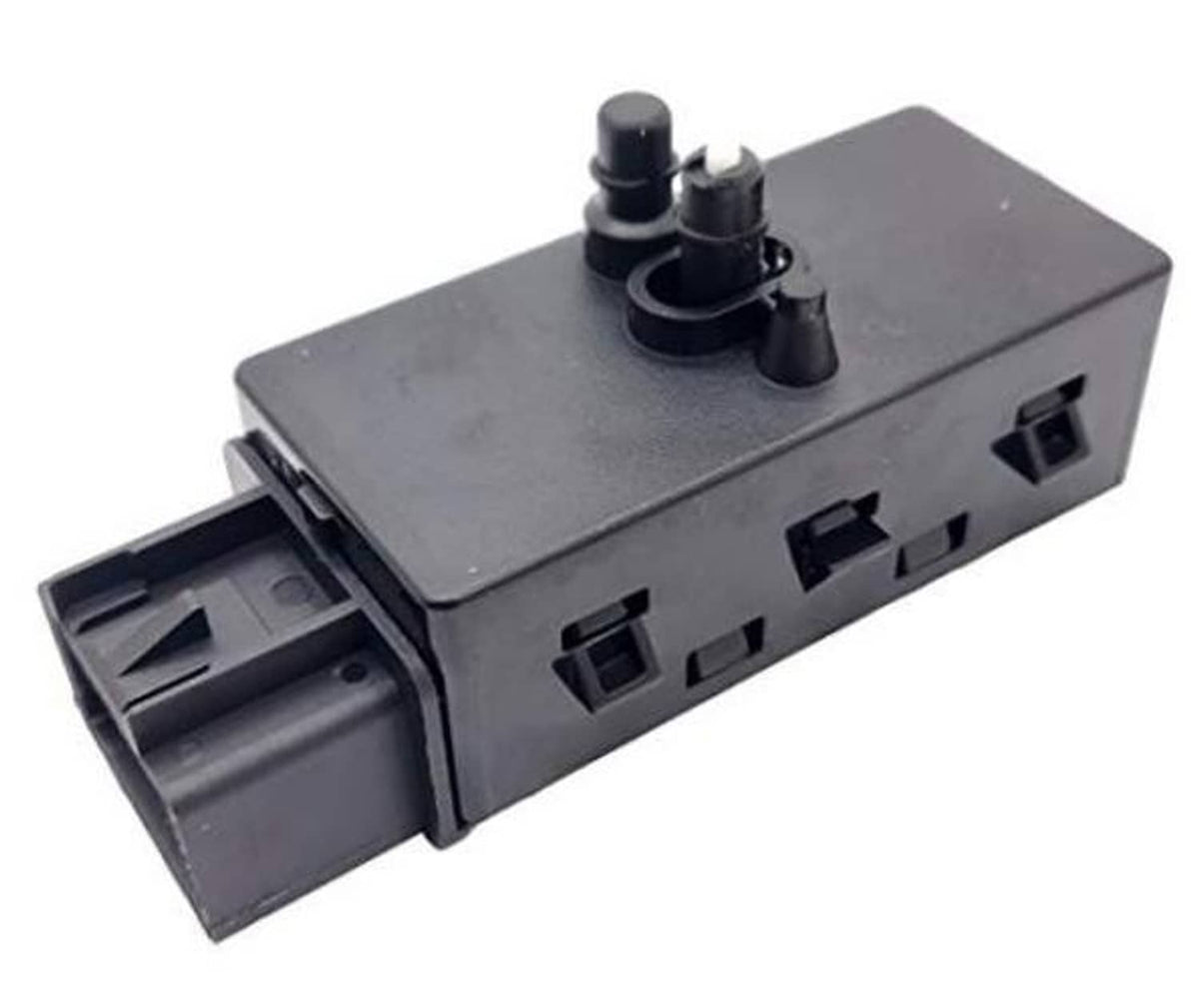 Power seat adjuster switch module, gray plastic housing with push buttons and terminals