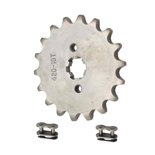 18T #420 chain front pinion sprocket, silver steel with mounting holes