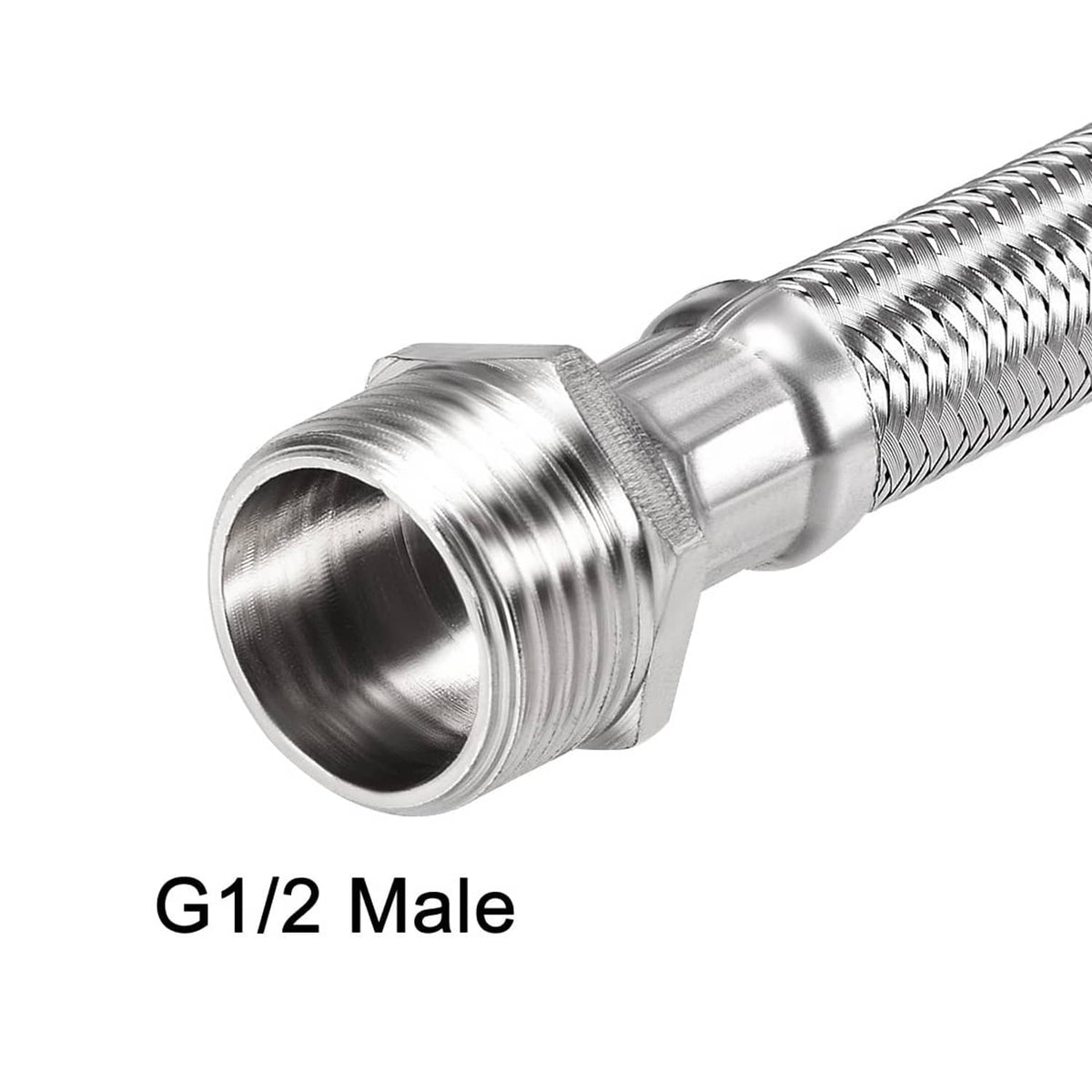 Braided stainless steel hose end fitting with G1/2 male thread