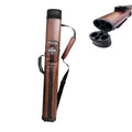 Hard-shell pool cue case in brown leather-look with black end caps and carry strap