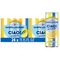 Sanpellegrino Ciao limoncello flavored sparkling water pack with 24 cans and lemon graphics