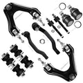 Front suspension control arm and tie rod end parts set, black arms with metal ends