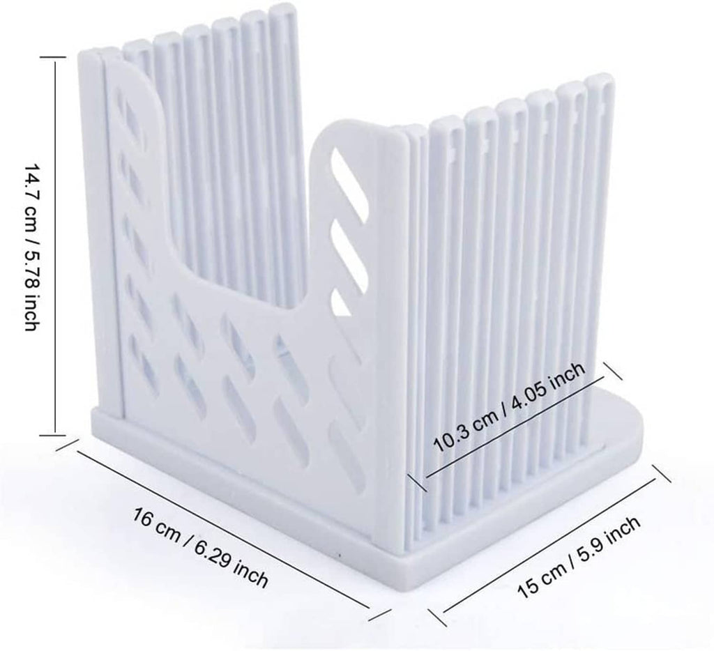 Plastic bread slicer guide with measurement dimensions and size markings