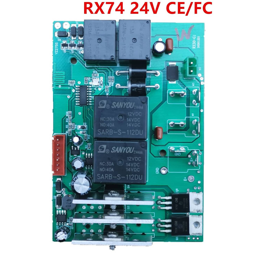 Weelye RX74 24V receiver control board with electronic components and connectors