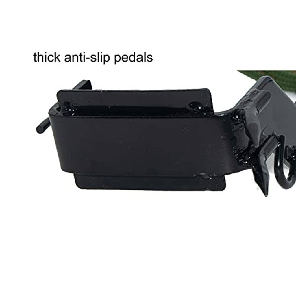 Black anti-slip pedal base for tree climbing spikes with spike tips
