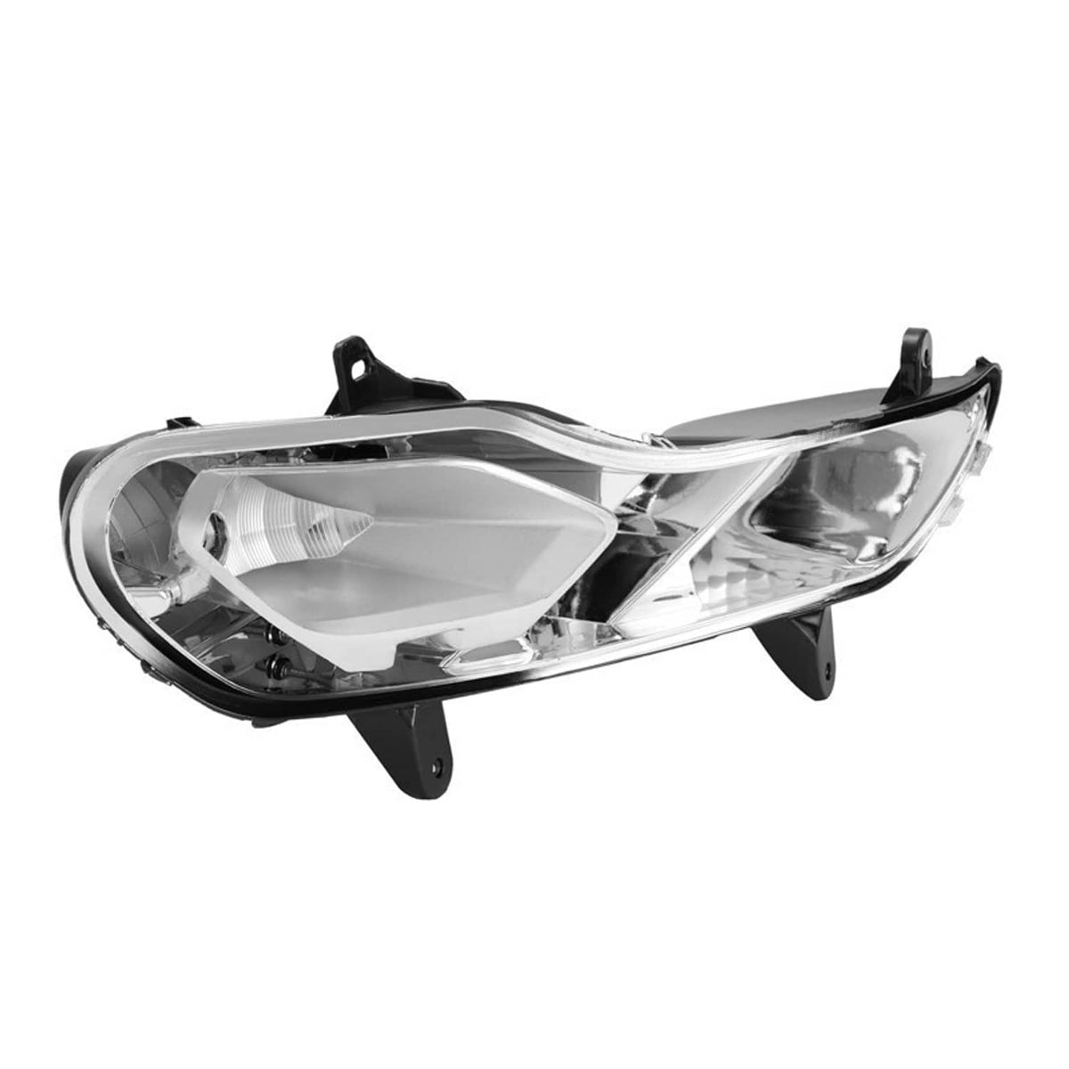 Driver-side LH fog light lamp assembly, chrome reflector with black side brackets