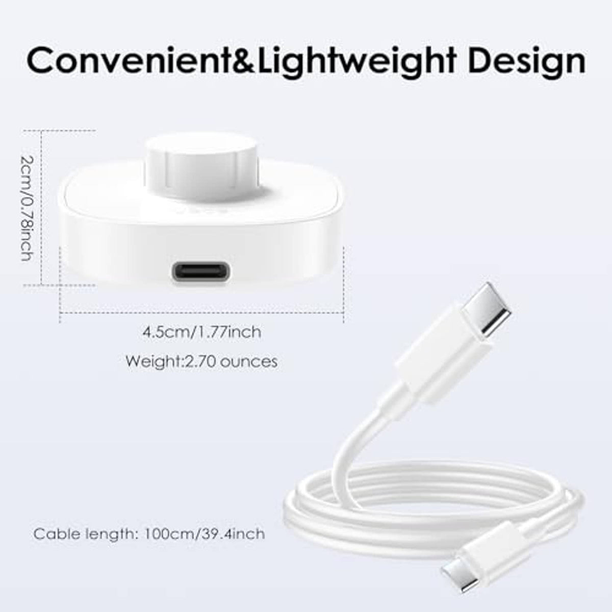 White compact charging dock with USB cable and device charging port