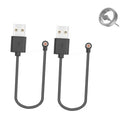 Magnetic smart ring charging cable set, black, with two USB-A plugs and 1-pin connectors