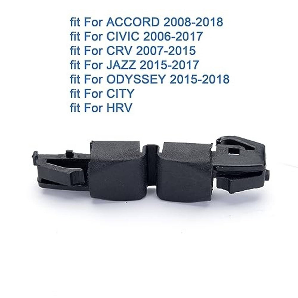 Black fuel filler cap clip retainer, front view with latch and tabs