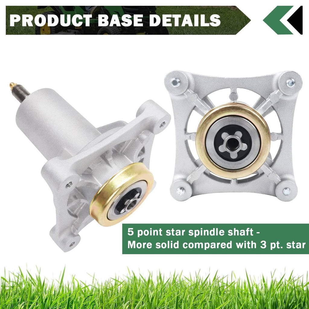 Lawn mower spindle base details with 5-point star shaft