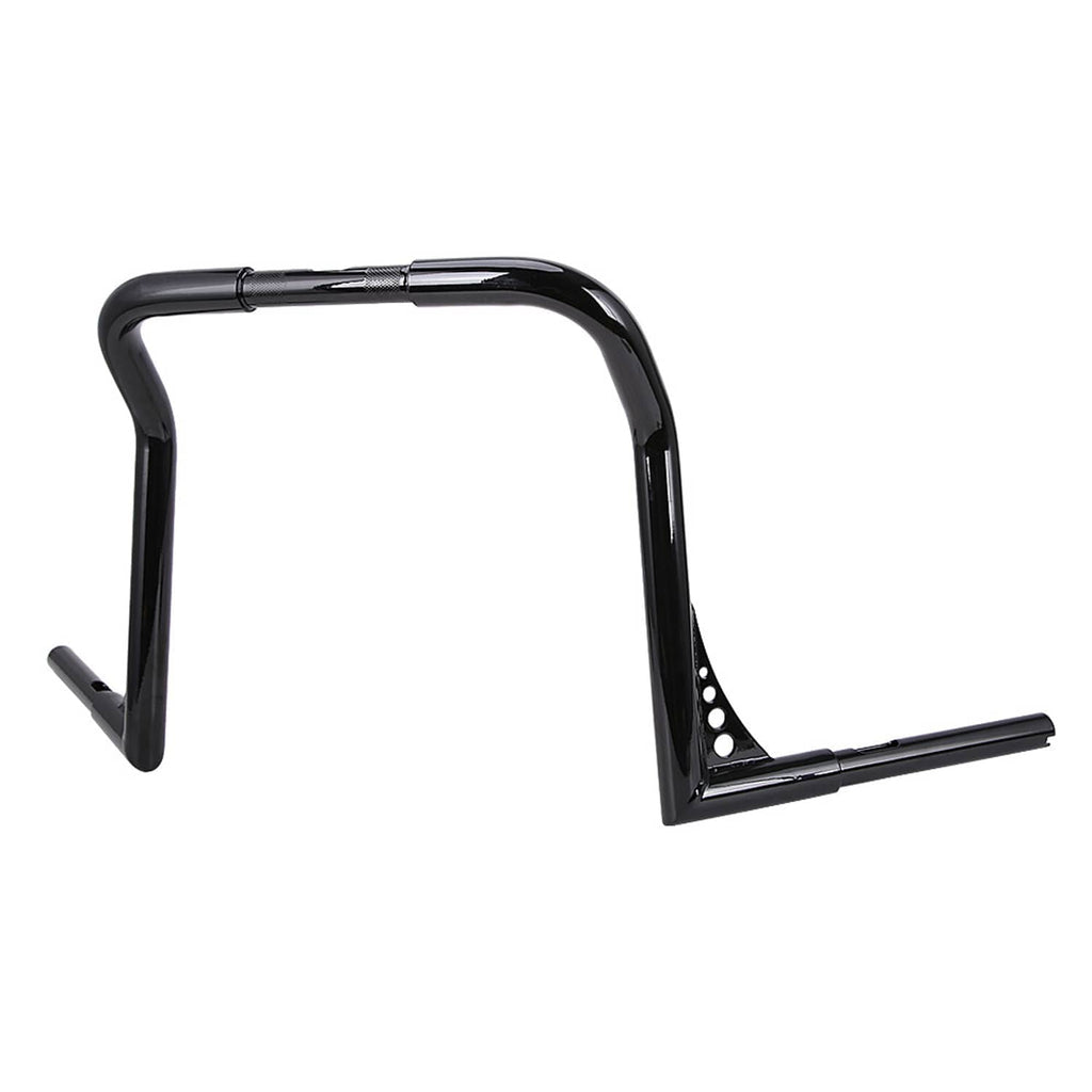 Black U-shaped meathook handlebar with mounting plates and end caps