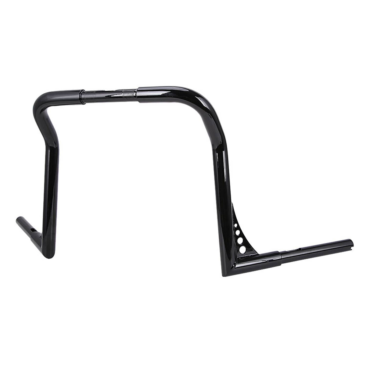 Black U-shaped meathook handlebar with mounting plates and end caps