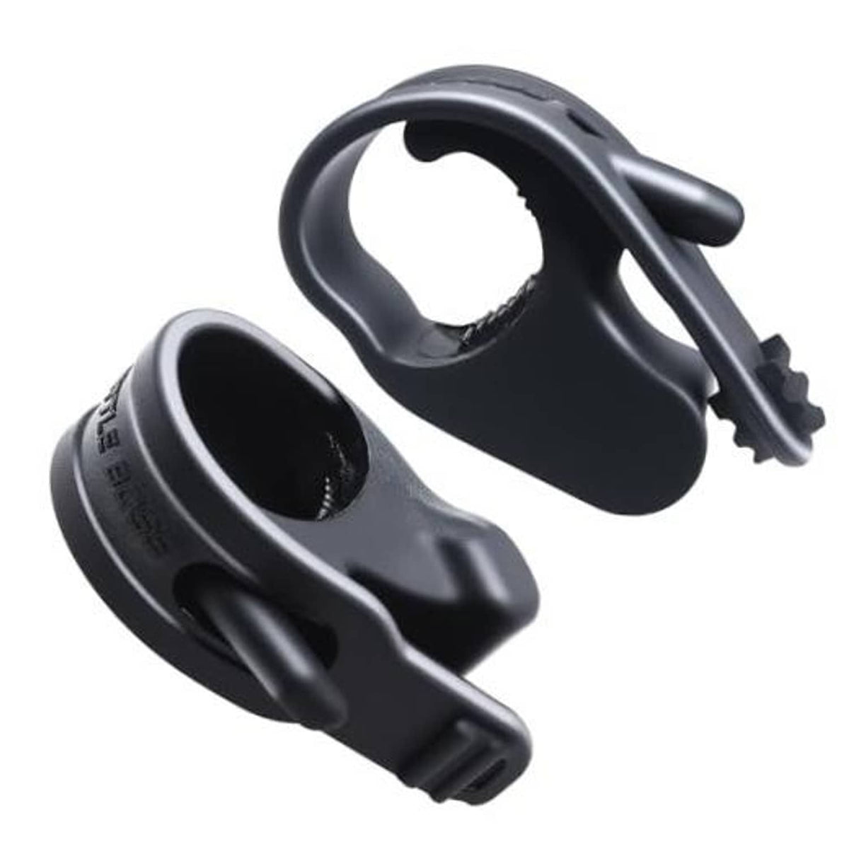 Black throttle assist cruise control grips, 2-piece set, with mounting tabs and lever.