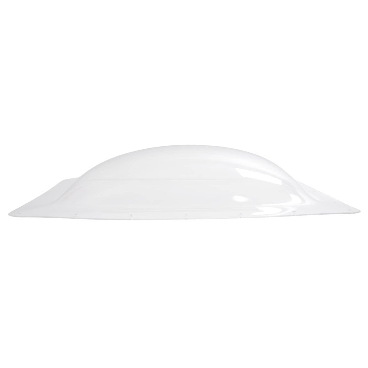 Low-profile clear dome skylight cover for RV roof opening, bubble top shape