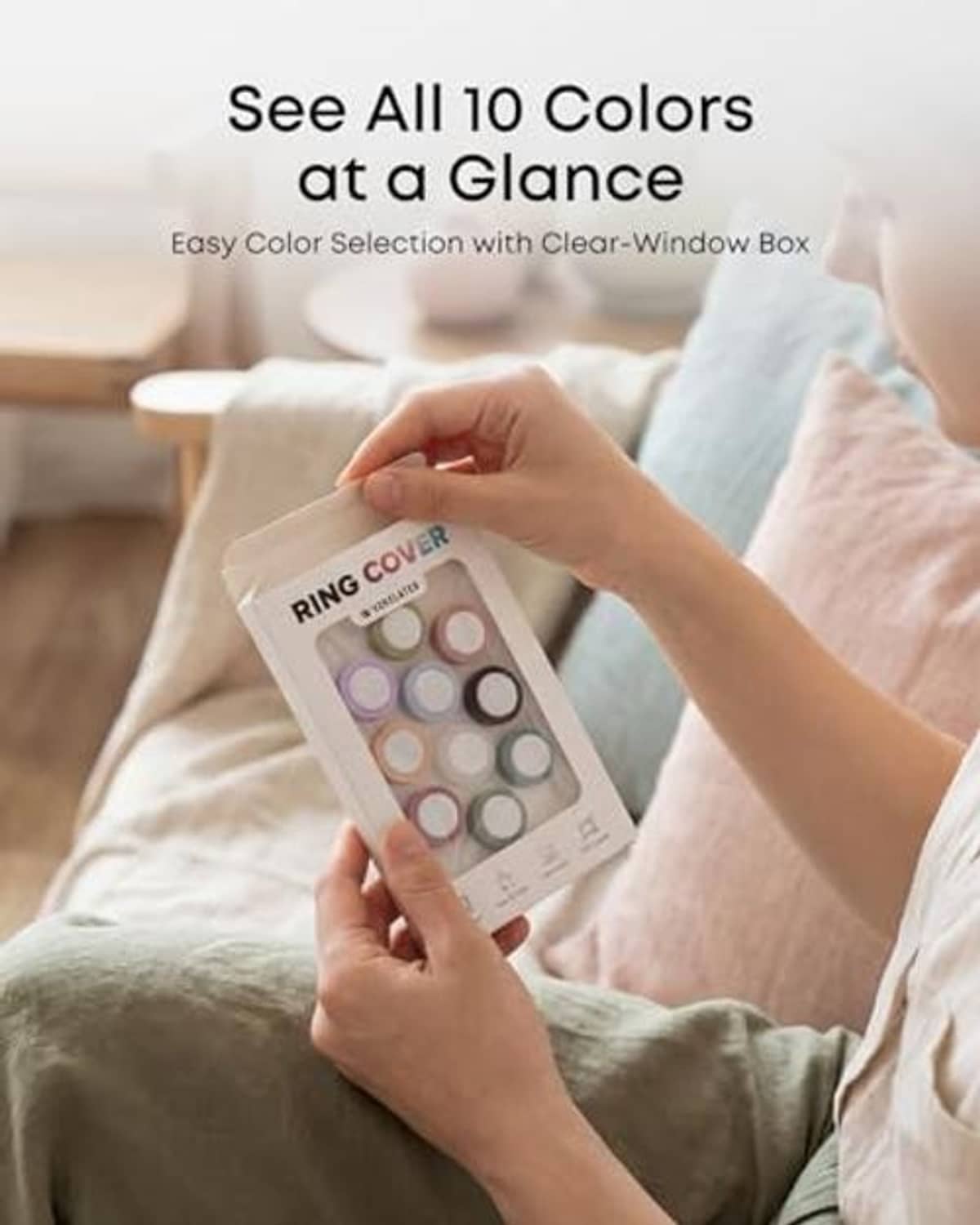 Silicone ring cover 10-pack box with Morandi colors and clear window display