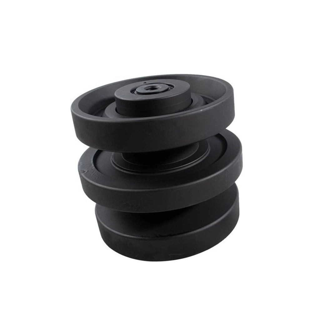 Black bottom roller assembly with three stacked wheels and top center bolt