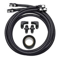 Automatic transmission cooler hose line kit with coiled black braided hoses and AN fittings