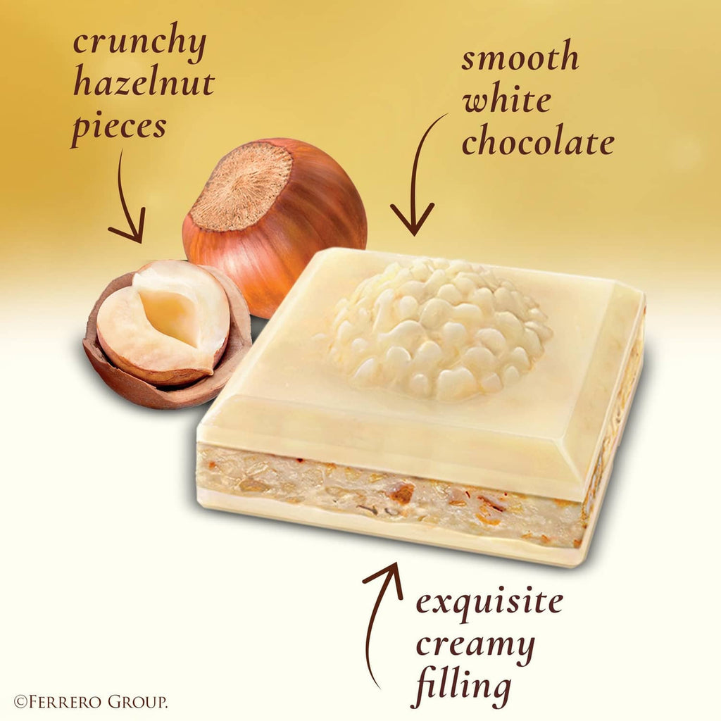 Ferrero Rocher white hazelnut chocolate bar with textured topping