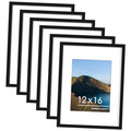 Set of 6 black picture frames with white mat and landscape photo cards