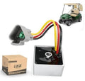 Voltage regulator with gray housing, multi-color wire leads, and mounting connector