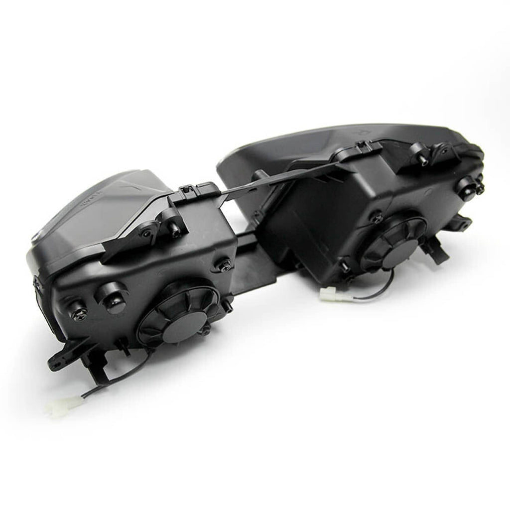 Front headlight fairing stay bracket set, black plastic mounting brackets with connectors