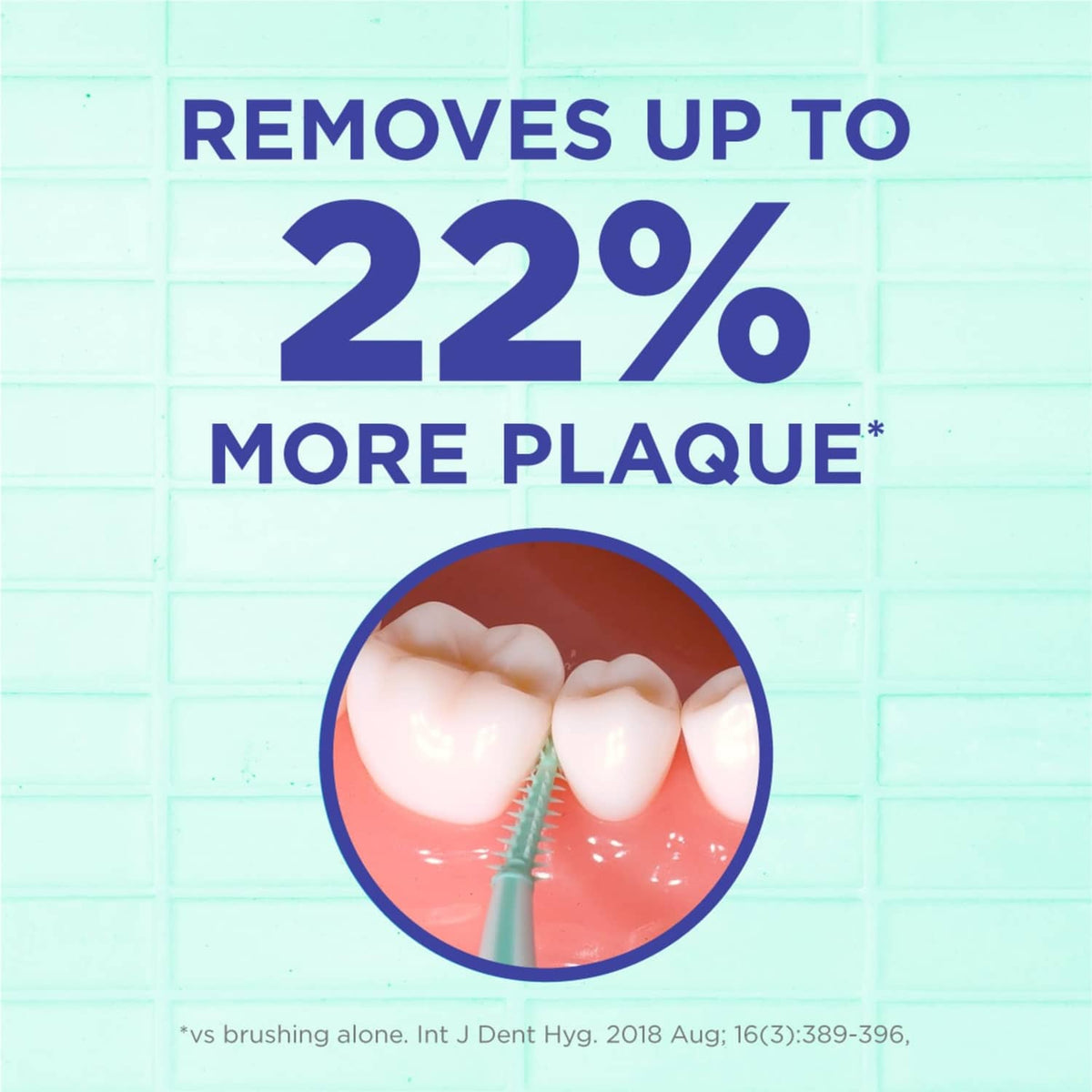 Dental cleaning pick removing plaque on teeth, infographic callout