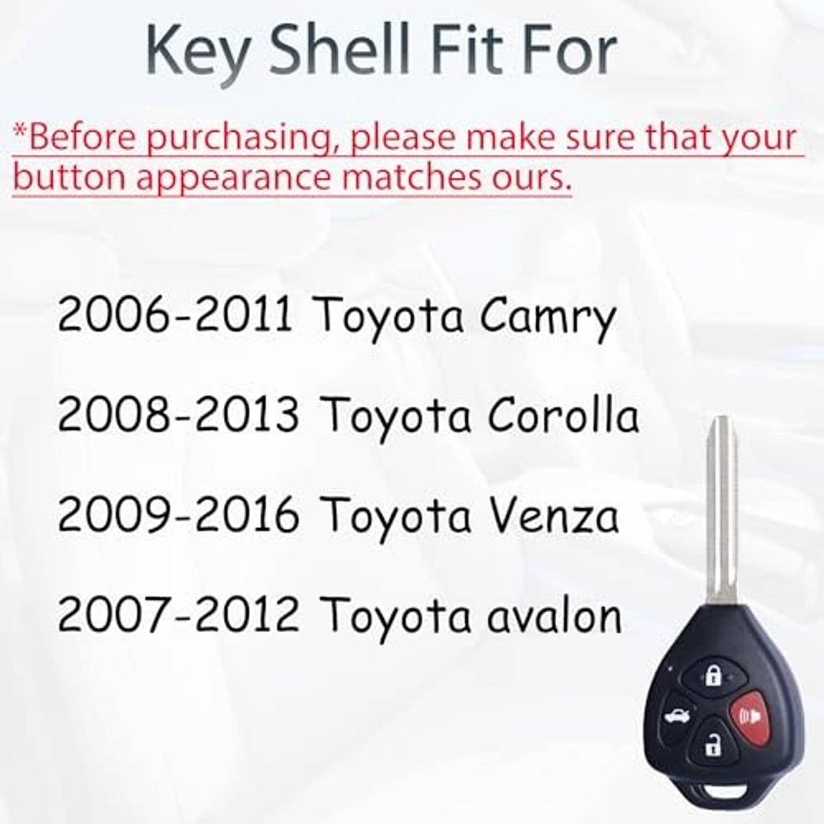 Black key fob shell with metal key blade, unprogrammed key blank style