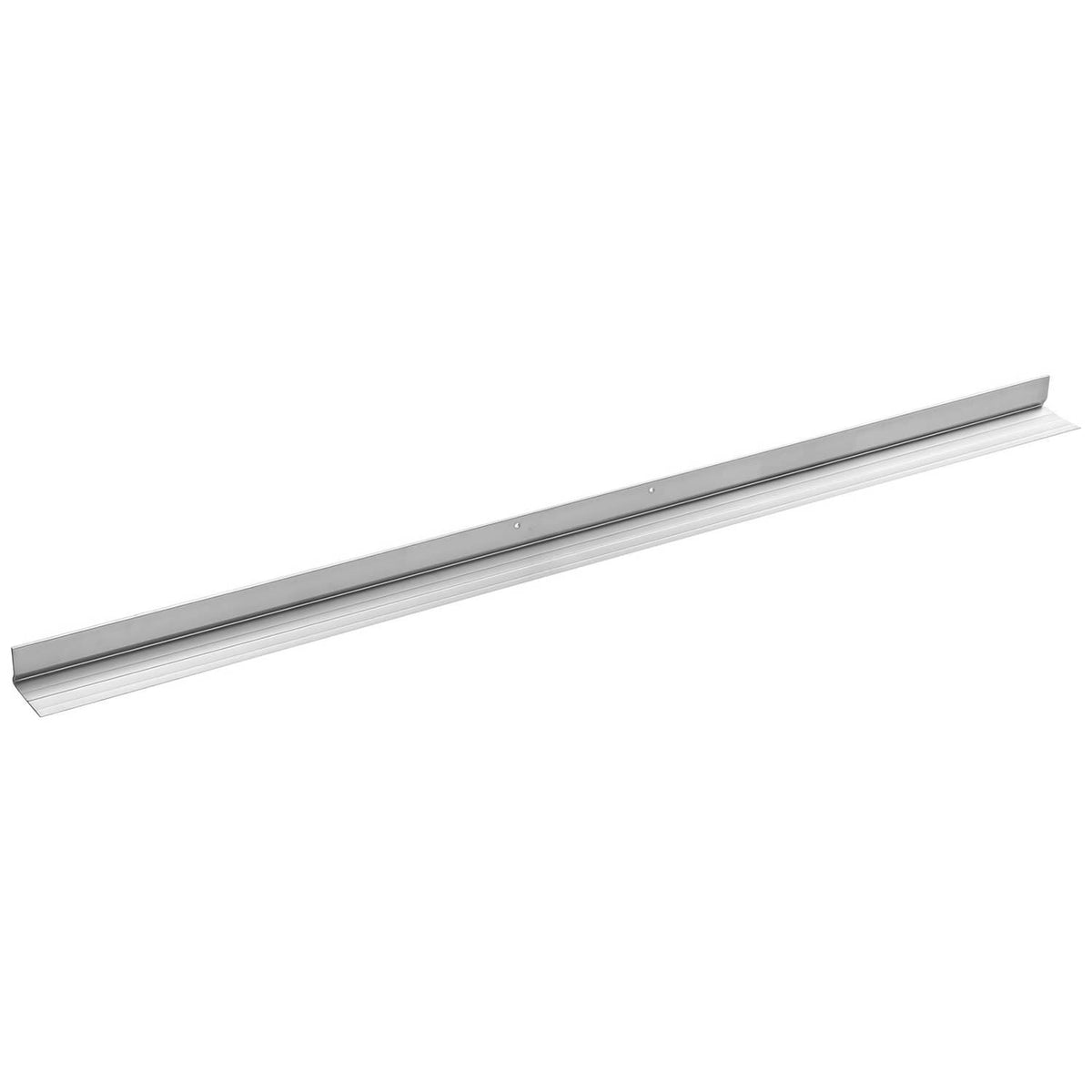 Silver aluminum screed blade rail with straight profile and mounting holes
