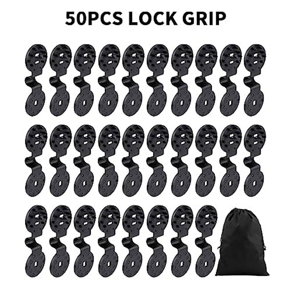 Set of black lock-grip shade cloth clips, 50-piece assortment